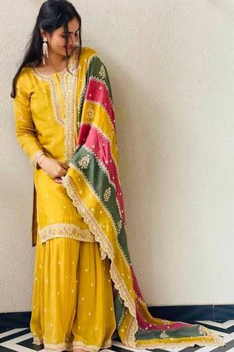 marigold yellow sharara set