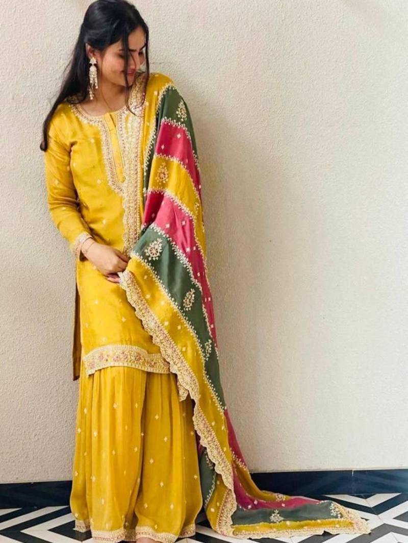 marigold yellow sharara set