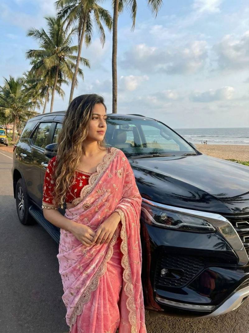 Pink Color embroidery 3 mm sequence work Satin Silk Saree