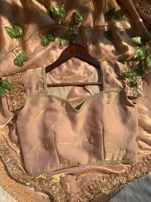 Light Pink Color hand mechine beats cutdana work Sartin Saree 4