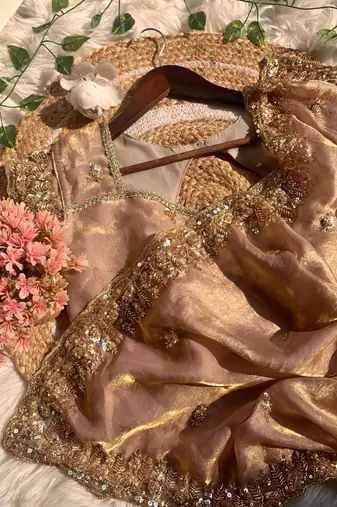 Light Pink Color hand mechine beats cutdana work Sartin Saree