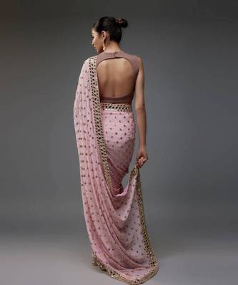 Dusty pink embellished saree 2
