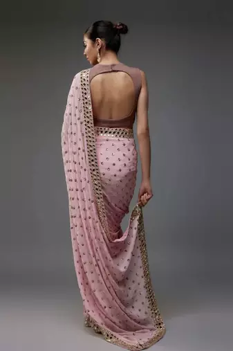 Dusty pink embellished saree