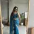 Blue Embroidery Sequin Work Art Silk Saree