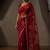  Red Color digital prints flower and hand cutdana work art silk saree
