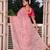 Pink Color  embroidery sequence work Organza Silk Saree