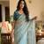 Sky Blue Color  embroidery sequence work Organza Silk Saree
