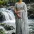 Grey Embroidery Beats Work Art Silk Saree