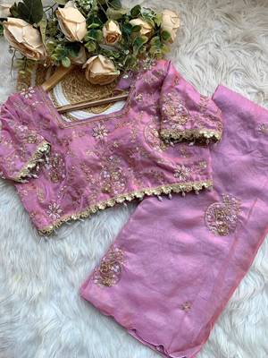 Lavender Color embroidery beats work art silk saree 4
