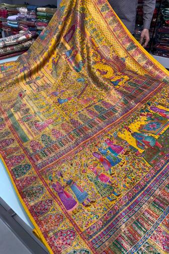 Mustard Color Zari weaving work Viscos silk  Saree