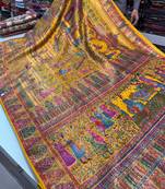 Mustard Color Zari weaving work Viscos silk  Saree