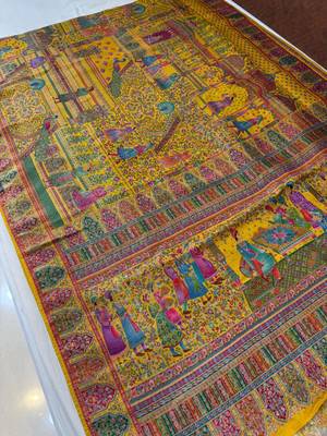 Mustard Color Zari weaving work Viscos silk  Saree 2