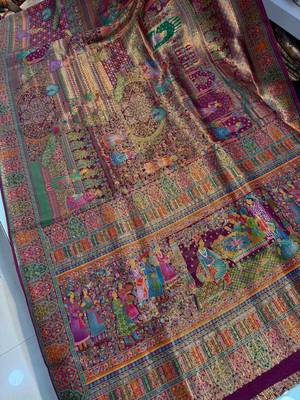 Marron Color Zari weaving work Viscos silk  Saree 2