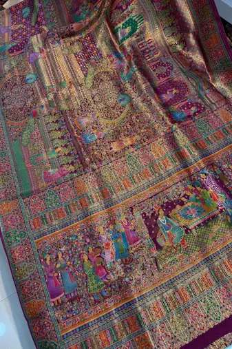 Marron Color Zari weaving work Viscos silk  Saree