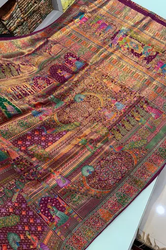 Marron Color Zari weaving work Viscos silk  Saree