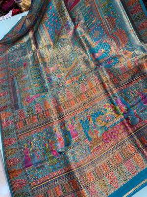 Sky Blue Color Zari weaving work Viscos silk  Saree 2