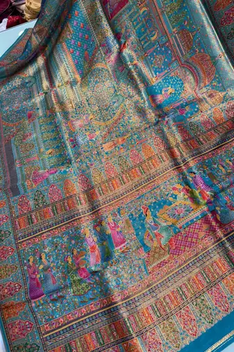 Sky Blue Color Zari weaving work Viscos silk  Saree