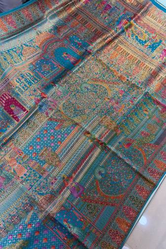 Sky Blue Color Zari weaving work Viscos silk  Saree