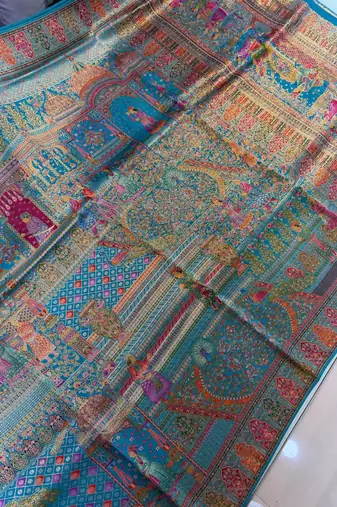 Sky Blue Color Zari weaving work Viscos silk  Saree