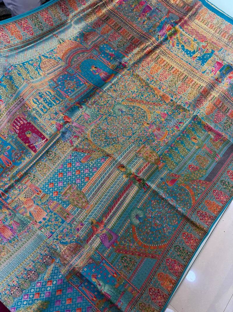 Sky Blue Color Zari weaving work Viscos silk  Saree