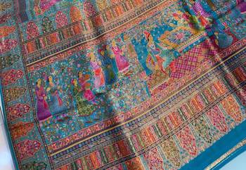Sky Blue Color Zari weaving work Viscos silk  Saree 3