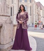 Elegant wine indo-western palazzo set for wedding wear