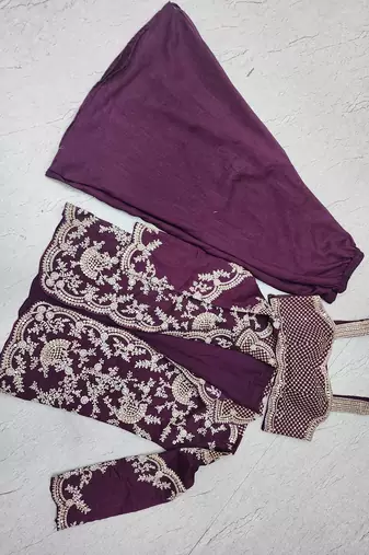 Elegant wine indo-western palazzo set for wedding wear