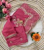 Pink Color  zari thread and sequins embroidery Silk Saree