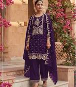 Navy blue crush georgette semi stitched wedding suits