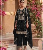 Black crush georgette semi stitched wedding suits