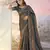 Grey fandy satin heavy diamond work saree for women wedding wear