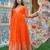 Orange Color Thred With Sequnce Work Georgette Gown Set