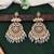 Traditional gold plated chandbali earrings with pearls and grey beads