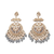 Traditional gold plated chandbali earrings with pearls and grey beads