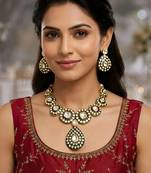 Kundan polki necklace set with matching earrings bridal wear