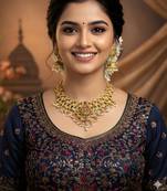 Antique temple lakshmi necklace set with jhumka earrings