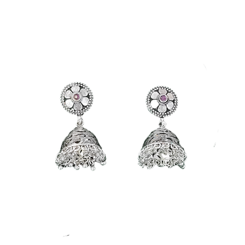 Oxidised silver floral necklace set with jhumka earrings traditional 5