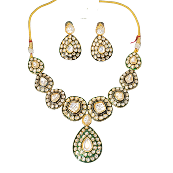 Kundan polki necklace set with matching earrings bridal wear 3