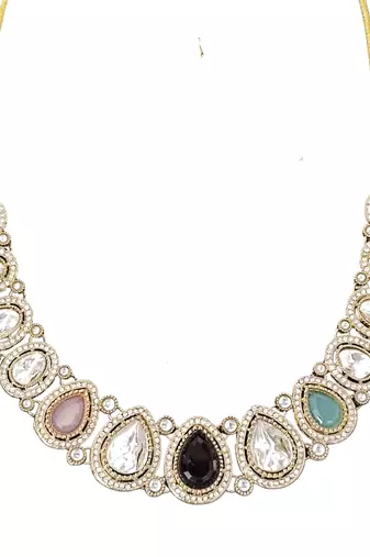Kundan stone necklace set with earrings and maang tikka bridal