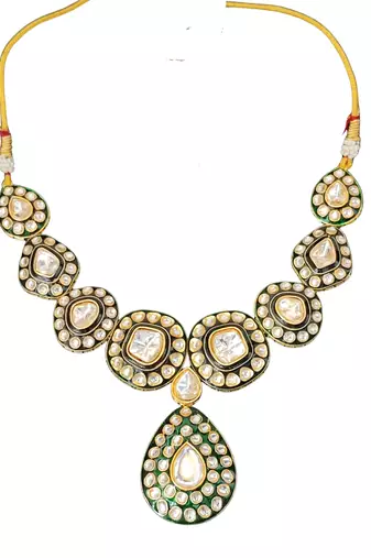 Kundan polki necklace set with matching earrings bridal wear
