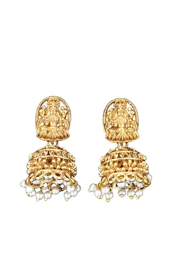 Antique lakshmi long temple necklace set with jhumka earrings