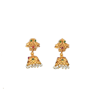 Antique temple lakshmi necklace set with jhumka earrings 5