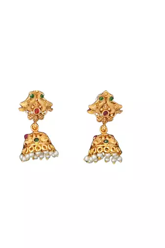 Antique temple lakshmi necklace set with jhumka earrings