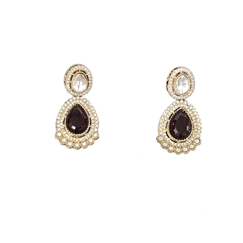Kundan stone necklace set with earrings and maang tikka bridal 4