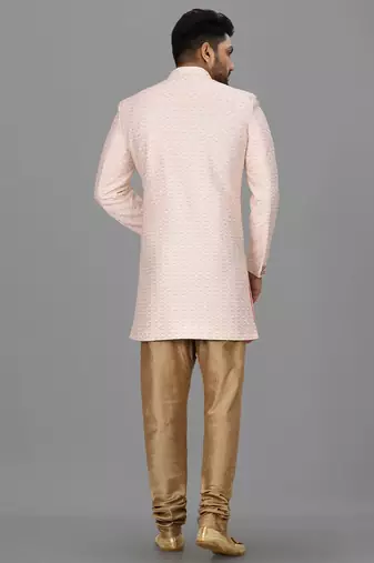 Light pink anghrakha pattern work indo western