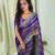 Purple chiffon striped embroidered saree