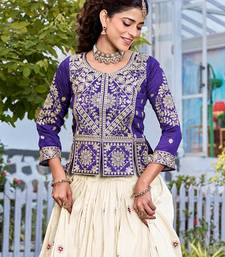 Purple Color Embroidery Sequence And Thred Work Tissue Silk Lahenga Choli Set