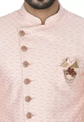 Light pink anghrakha pattern work indo western 5