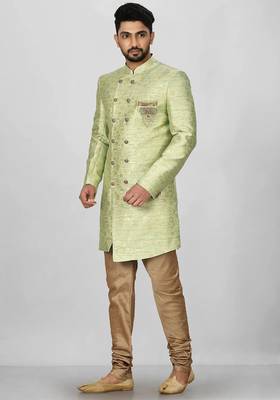 Gold green anghrakha pattern work indo western 5