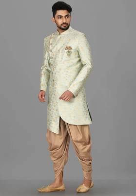 Mint green anghrakha pattern work indo western 5